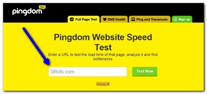 Página de inicio de Pingdom Tools