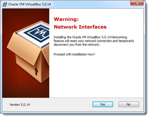 aviso de desactivación de redes de VirtualBox